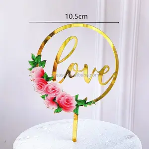 美丽的Ins亚克力蛋糕顶部多彩设计婚礼蛋糕顶部爱周年派对蛋糕装饰