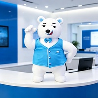 Mascotte en peluche personnalisée Ours polaire avec vêtements, personnage de marque en peluche douce, OEM ODM, logo personnalisé, cadeau promotionnel d'entreprise