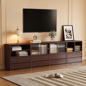 ตู้ไม้จริงแบบโมดูลาร์มินิมอล  รักษ์โลก ทนทาน  ประตูกระจกแบบริบบิ้น  5+ ลิ้นชัก สำหรับบ้านสมัยใหม่ ห้องนั่งเล่น โรงแรม - Product Image 2