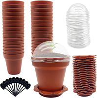 80pcs Pots de pépinière de plantes succulentes avec dôme d'humidité petits pots de fleurs en plastique avec soucoupes et pelle