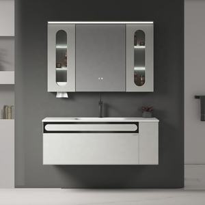 2025 nouveau moderne luxe mural marbre vanité miroir armoire intelligente LED illuminé léger fritté céramique bassin à manger - Product Image 3