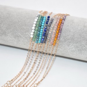 Braccialetto in pietra preziosa minuscola con perline in <span class=keywords><strong>oro</strong></span> <span class=keywords><strong>sottile</strong></span> delicato di colore personalizzato per regalo donna - Product Image 6