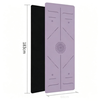 Tapis de yoga Mandala en PU antidérapant avec lignes d'alignement pour Pilates, usage domestique et en studio, vente en gros, OEM, personnalisation en usine