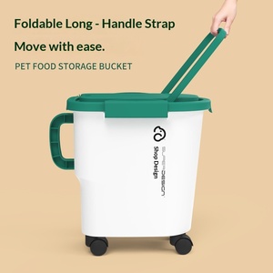 Faltbarer Tierfutter-Aufbewahrungseimer mit langem Griff, luftdichtem Behälter und Rädern, Großraumbehälter für Hunde- und Katzenfutter, Großhandel OEM - Product Image 1