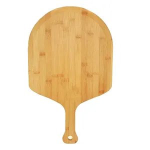 ハンドル付き竹ピザピールまな板、キッチン用楕円形まな板