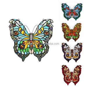Panneau de vitrail massif de 30 cm, style européen, motif papillon, pour église, éclairage solaire, salon, salle à manger, porte, mur - Product Image 5