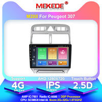 MEKEDE-M 9 pouces Android10 Quad Core Voiture DVD Lecteur Multimédia pour Peugeot 307 2004-2013 Radio RDS Vidéo Stéréo CFC GPS WIFI IPS