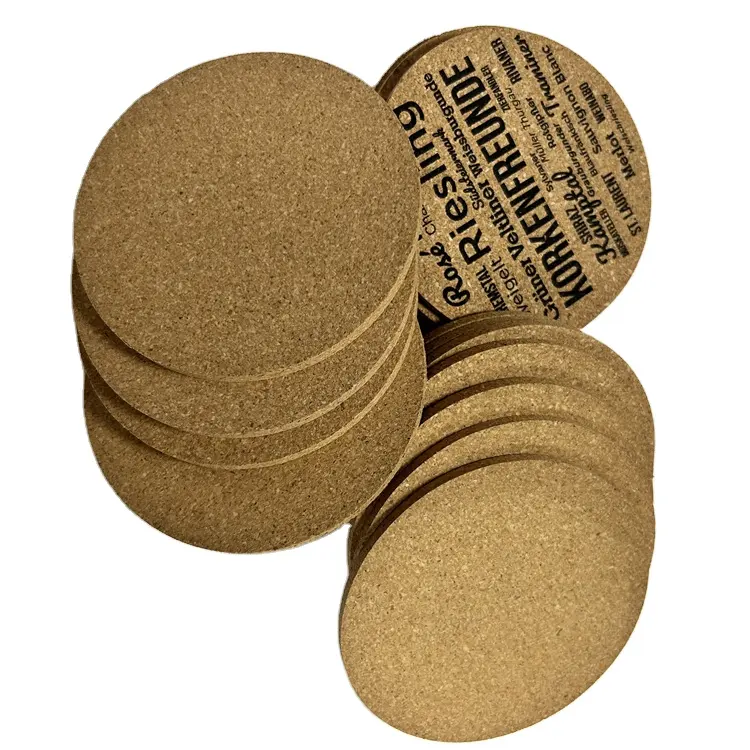 Hot Selling Natural Round Cork Untersetzer Custom Designs Paket Round Absorbent Printing Blank Cork Untersetzer