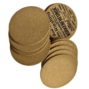 Vente chaude Sous-verres en liège rond naturel Conceptions personnalisées Paquet Rond Absorbant Impression Sous-verres en liège vierge