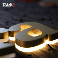 Lettres en acier inoxydable dorées personnalisables en 3D, étanches IP65, éclairées par LED, montables au mur, pour entreprises, écoles