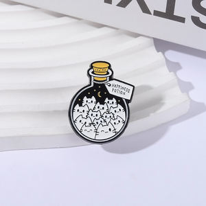 スミングピン漫画猫幸福ポーションエナメルピン猫愛好家金属ブローチラペルバックパックバッジ面白いジュエリーギフト - Product Image 1