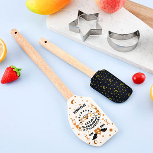 Nhà bếp <span class=keywords><strong>scraper</strong></span> chịu nhiệt tái sử dụng Silicone in ấn nấu nướng spatulas với gỗ xử lý - Product Image 3