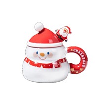 Vente en gros de tasses à café en céramique de Noël DingHui JF 400 ml avec motif de Père Noël, boîte cadeau avec couvercle, option de logo personnalisé, fabriqué en Chine