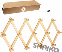 Porte-manteau mural en bois extensible personnalisé, style accordéon, avec crochets rétractables en forme de losange pour entrée et salle de bain