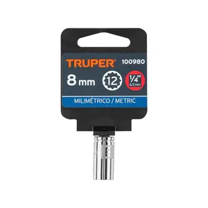 BOX 6 8mm <b>Socket</b>, <b>12</b> <b>Points</b>, 1/4" Drive, TRUPER - Product Image 4
