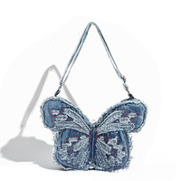 Vente en gros de sacs en jean de grande capacité sacs à bandoulière personnalisés sacs à bandoulière en forme de papillon pour femmes