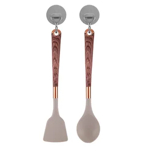 Heat Resistant Silicone Cooking Kitchen Utensils Set For Cooking Kitchen Utensil Spatula Set With Wooden Handles And Holder