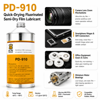 Lubrifiant semi-sèche PD-910 PFPE non inflammable, antistatique, résistant à l'humidité, conforme RoHS EN71 pour pièces en plastique et caoutchouc de caméras optiques