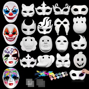 Masques en papier de pulpe blanc à peindre pour femmes hommes enfants-Mascarade Halloween Party Decor-Masques artisanaux vierges - Product Image 4