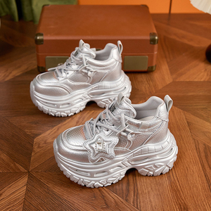 Baskets basses compensées à semelle épaisse pour femme, nouvelle collection printemps 2026, baskets décontractées en cuir véritable de 9 cm - Product Image 3