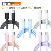 Cable USB-C a Tipo-C de Carga Rápida de 1M 60W 3A con Trenzado de Nailon y Conector en Ángulo Recto para Computadora y Cámara, Venta al Por Mayor de Fábrica China