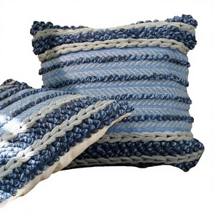 Bohemian Woven Wool <b>Throw</b> Pillow Cover with Geometric/Vintage/Floral Patterns Square Shape Removable Washable Indoor/Outdoor Use - Product Image 1