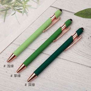 Stylo à bille 2-en-1 pour stylet cadeau publicitaire en métal rose avec logo personnalisé 1.0mm nouveauté sport design - Product Image 3