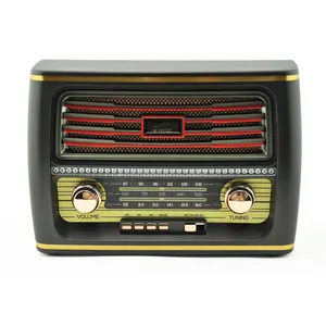 Meier caixa de som retro am fm e multifuncional, alto falante de madeira sólida, tipo punk e barra de som em formato de tv, M-1921BT