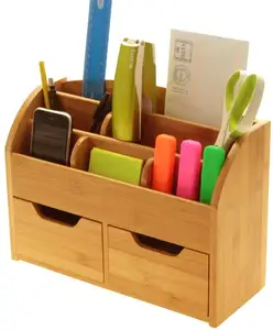 Bamboo Wall Mounted Letter Holder Key Rack Bamboo Wooden Table Storage Box Desk Organizer With Drawer