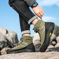 Bottes tactiques mi-mollet à lacets pour hommes, en cuir de vachette, antidérapantes, amortissantes, pour le travail en extérieur et la randonnée