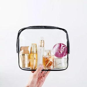 Clear PVC Cosmetic Bag With Zipper Closure Small Portable <b>Makeup</b> <b>Case</b> For Travel Simple Style Waterproof Design - Product Image 4