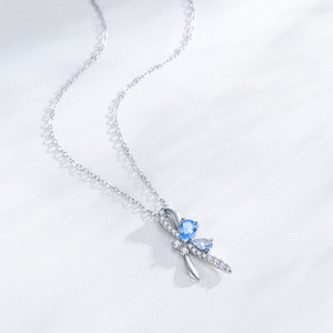 Versión personalizable en cobre, con forma de pera, con lazo de plata de ley S925 y circonita azul, regalo para mujer. - Product Image 6