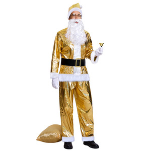 <span class=keywords><strong>Costume</strong></span> de Cosplay du Père Noël Doré <span class=keywords><strong>Costume</strong></span> de Noël pour <span class=keywords><strong>Homme</strong></span> Adulte Haut en Peluche Pantalon Chapeau Barbe Ensemble Complet <span class=keywords><strong>Costume</strong></span> de Fête Performance pour Adulte - Product Image 3