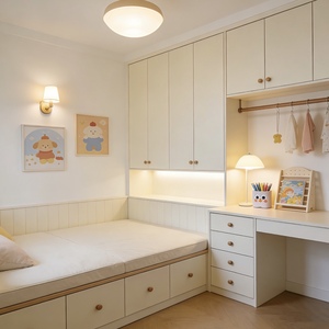 Armario de Madera Independiente de Diseño Nuevo y Lujoso Balom para Almacenamiento en el <span class=keywords><strong>Dormitorio</strong></span> Infantil con Escritorio Integrado y Ecológico - Product Image 2