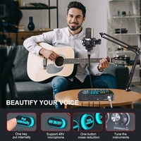Peralatan Podcast Desktop Antarmuka Audio Digital Kartu Suara Live Mikrofon 48V XLR Peredam Kebisingan Dukungan Nirkabel Dua Orang