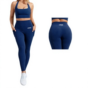 Top Ladies Casual Wear Pants High Waist Ribbed Breathable Seamless Solid <b>Pattern</b> Women Yoga <b>Leggings</b> High Quality - Product Image 1