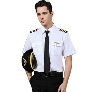 Camicie da Pilota a Maniche Corte per Uomo, Uniforme da Capitano di Volo, Costume per Cosplay da Personale di Cabina - Product Image 4