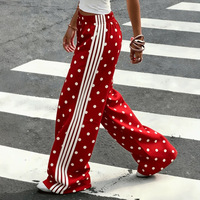 Nouveau pantalon de survêtement ample et décontracté pour femme, taille mi-haute, à quatre rayures et pois, coupe large, collection automne 2026