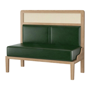 XZY OEM Moderne Hotel Restaurant Houten Tafel Rattan Stoel Sets Lederen Groene Booth Sofa Zitmeubilair - Product Image 6