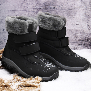 Botas de nieve impermeables largas para mujer, con forro de piel, para senderismo, invierno, nuevas, con punta redonda, tacón grueso, de cuero. - Product Image 3