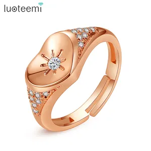 LUOTEEMI女士心形戒指个性化订婚首饰玫瑰金戒指情人结婚结婚礼物