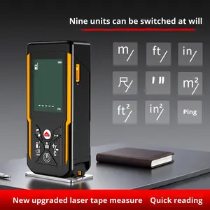 लेजर टेप माप 2-इन-1 स्तर की दूरी मीटर बाहरी औद्योगिक उच्च परिशुद्धता अवरक्त मापन उपकरण - Product Image 3