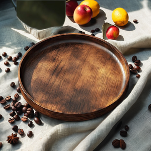 Assiette jetable ovale en bois d'acacia et de noyer, design européen, écologique, pour les occasions festives, marque LEXDO, plats de dîner, salades - Product Image 2