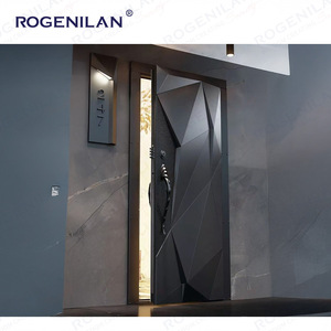 Rogenilan Villa <span class=keywords><strong>Residencial</strong></span> de gama alta Grabado 3D Diseño personalizado Puerta de entrada principal Puertas blindadas de pivote de aluminio fundido de metal - Product Image 2
