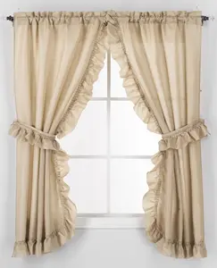 Deluxe Swag Shower Ruby Bathroom Window Curtain,Fabric Rod Pocket Window Curtain Set