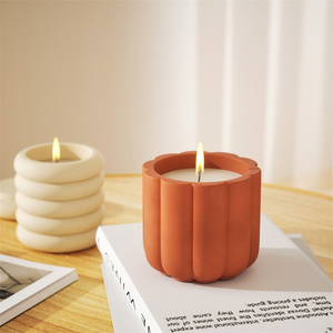 תבנית בטון לצנצנת נרות של ניקול עם מכסה, תבנית להכנת כלי נרות DIY, תבנית גבס וצמנט, עיצוב לבית - Product Image 1