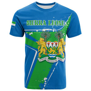 T-shirt Homme Imprimé Couleur Drapeau Sierra Leone par Sublimation Logo Personnalisé Séchage Rapide T-shirts Homme Manches Courtes Chemises Surdimensionnées - Product Image 3
