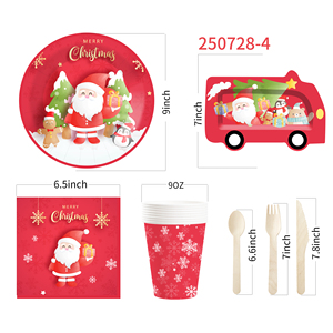 Ensemble de vaisselle de Noël personnalisé DAMAI comprenant des assiettes en papier en forme de voiture, des gobelets et des serviettes pour la décoration de table de fête de Noël - Product Image 6