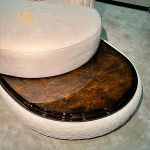 इटैलियन लाइट लग्जरी कर्व्ड मॉड्यूलर सोफा हाई ग्लॉस पेंट अखरोट लेदर सोफा मूवी स्टूडियो सोफा - Product Image 5