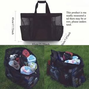 Large Mesh <b>Beach</b> <b>Bag</b>, Breathable Mesh Tote With Zipper Pockets, Portable Large Capacity Finishing Organizer <b>Bag</b> shopping <b>bags</b> - Product Image 6